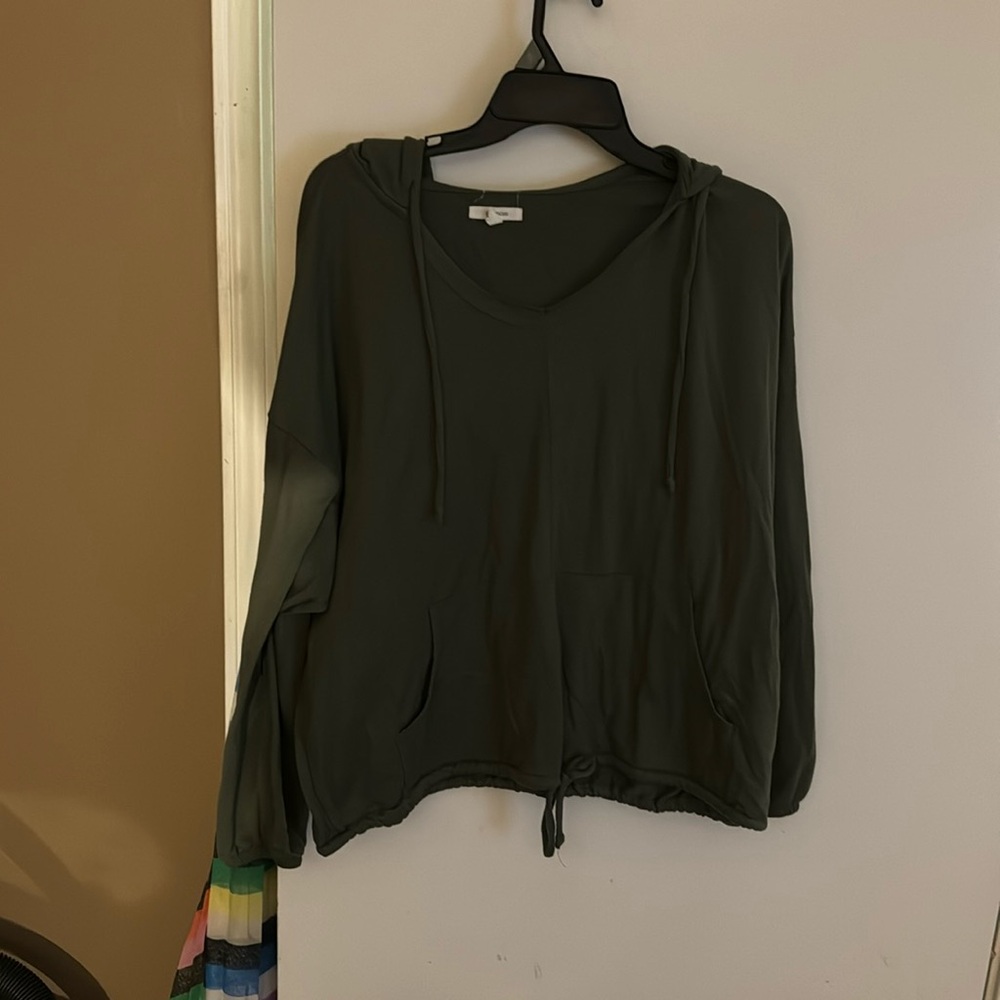 Olive green light hoodie.